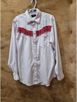 Chemise western blanche frange rouge Chemise western blanche frange rouge