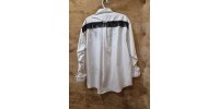 Chemise western blanche frange noire