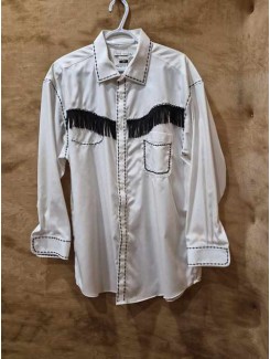 Chemise western blanche frange noire Chemise western blanche frange noire