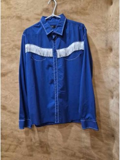 Chemise western bleu royal franche blanche Chemise western bleu royal franche blanche