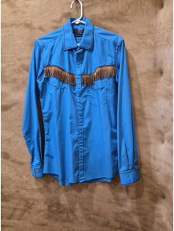 Chemise western turquoise frange brune Chemise western turquoise frange brune