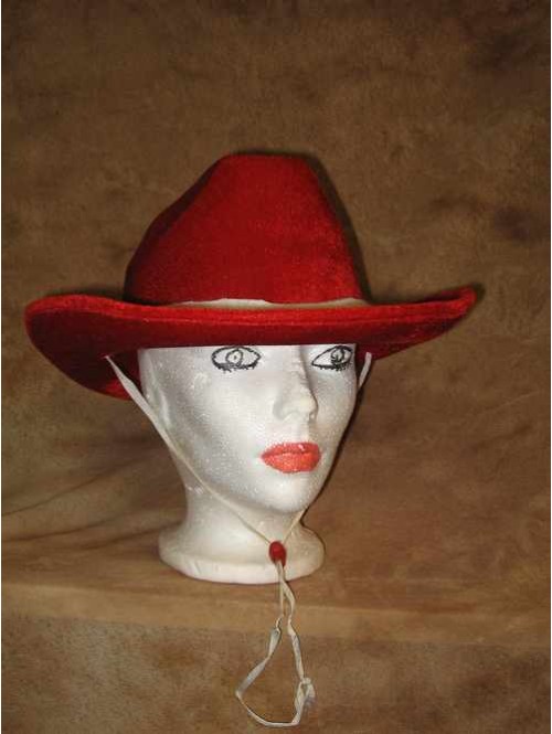 Chapeau Cowboy Rouge Pour Femmes Avec Garniture En Fausse Fourrure Blanche - Déguisement Père Noël, Accessoire Photo Western - Pour Fêtes, Noël, Halloween